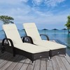 Outsunny Patio Wicker Chaise Lounge, PE Rattan Outdoor Lounge Chair with Cushion, Height Adjustable Backrest & Wheels - 3 of 4
