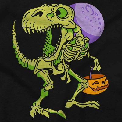 Halloween Dinosaur Skeleton Trick or Treat Graphic T Shirt Men or Women Brisco Brands