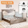 AMERLIFE Farmhouse Bed Frame, Headboard with LED Lights, Rustic Wood Look, No Box Spring Needed - 3 of 4
