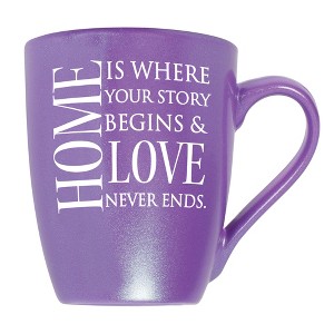 Elanze Designs Home Is Where Your Story Begins & Love Never Ends Passion Purple 10 ounce New Bone China Coffee Cup Mug - 1 of 4