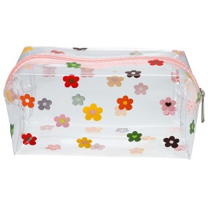 Unique Bargains Portable PVC Clear Makeup Bag Flower Assorted Color 1 Pc - 1 of 4