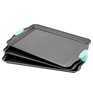 Juvale Set of 3 Nonstick Cookie Sheets for Baking, Bakeware Pans with Silicone Rubber Handles, 10x14 Inches - 1 of 4