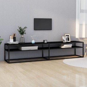 vidaXL TV Stand Black 78.7 in.x15.7 in.x15.9 in. Tempered Glass - 1 of 4
