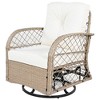Maggift Rattan Patio Seating Set, with Two Two Swiveling and Rocking Chairs and a Square Table for Garden, Patio, or Balcony, Brown, 22.8"*28.7"*35" - 2 of 4