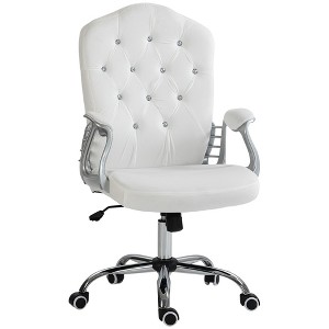 TiramisuBest White Polyester Velvet Computer Chair with Wheels, Adjustable Height & Tilt - 1 of 4