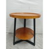 Round Side Table,  2 Tier Bedside Table with Storage, Modern Wood Small Nightstand for Living Room, Bathroom, Bedroom, Walnut - 4 of 4