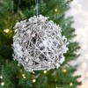 TopComfy Decorative Object Iced Leaf and Twig Ball Ornaments Set of 4 for Holiday Party Decorations, Silver, 4.5"*4.5"*4.5" - 4 of 4