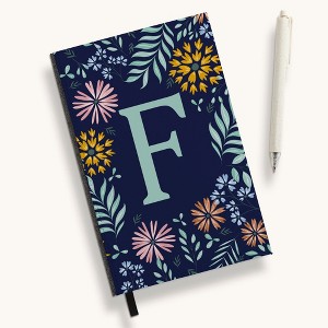 Personalization Mall Flowery Initial Personalized Journal Mint/Navy - 1 of 1