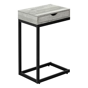 Monarch Specialties Accent Table, C-shaped, End, Side, Snack, Storage Drawer, Living Room, Bedroom, Grey Laminate, Black Metal, Contemporary, Modern - 1 of 4