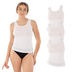 Body Beautiful Shapewear Seamless Shaping Tank top Meant to be Seen Nylon WhiteSmall/Medium, 3-Pack - 1 of 4