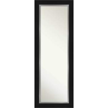 20" x 54" Non-Beveled Eva Black Silver Full Length on The Door Mirror - Amanti Art