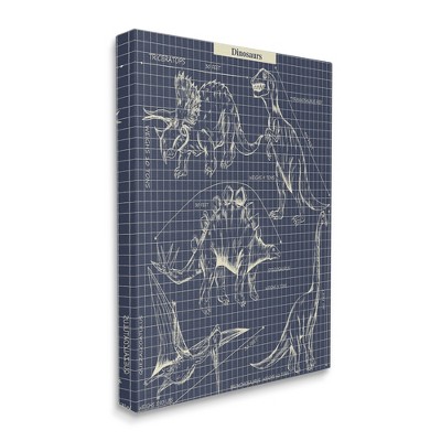 Stupell Industries Vintage Dinosaur Blueprints Dino Fact Graph