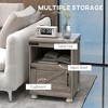 CIPACHO Side Table with Storage, End Table with Open Shelf, Cupboard and Wood Legs, Modern and Farmhouse Style, Gray - 4 of 4