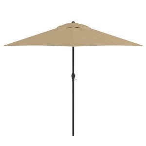 9' x 9' Steel Market Polyester Patio Umbrella with Crank Lift and Push-Button Tilt Antique Beige - Astella: Rustproof, Water-Resistant - 1 of 4