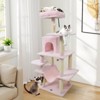 Costway 58” Tall Multi-level Cat Tree with Upholstered Perch & Cat Condo, Comfy Hammock Beige/Green+Orange/Light Gray/Dark Gray/Pink - 4 of 4