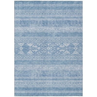 Sky Blue And Ivory Southwestern Washable Indoor Outdoor Area Rug