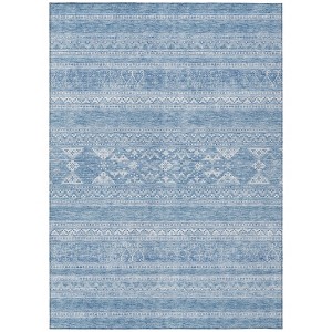 Sky Blue And Ivory Southwestern Washable Indoor Outdoor Area Rug - 1 of 4