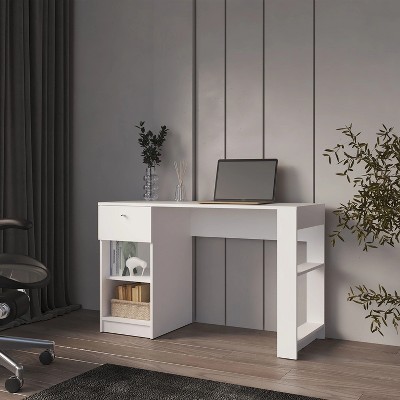 NicBex Computer Desk Reading Table with 1 Drawer&2 Open Shelves,Minimalist Home Office Desk for Study&Office,Home Workstation