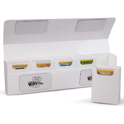 Monster Protectors Magnetic Five Deck Box- White, Holds 375 Gaming TCGs, Self-Locking Closure, Use w Standard & Smaller Size Gaming Trading Cards