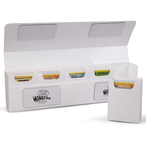 Monster Protectors Magnetic Five Deck Box- White, Holds 375 Gaming TCGs, Self-Locking Closure, Use w Standard & Smaller Size Gaming Trading Cards - 1 of 4