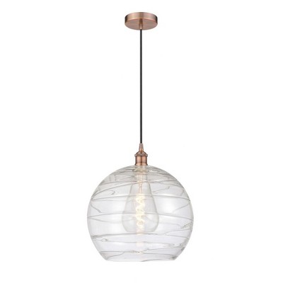 Athens Deco Swirl - 1 Light Pendant In Industrial Style-15.88 Inches Tall and 13 Inches Wide