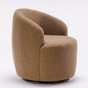25.6"Swivel Accent 360°Swivel  Armchair Barrel Chair With Black Powder Coating Metal Ring，White+Velvet - 4 of 4