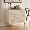 JIONJOY 3-Drawer White & Gold Nightstand with Wood Grain Detail for Bedroom Decor - 3 of 4