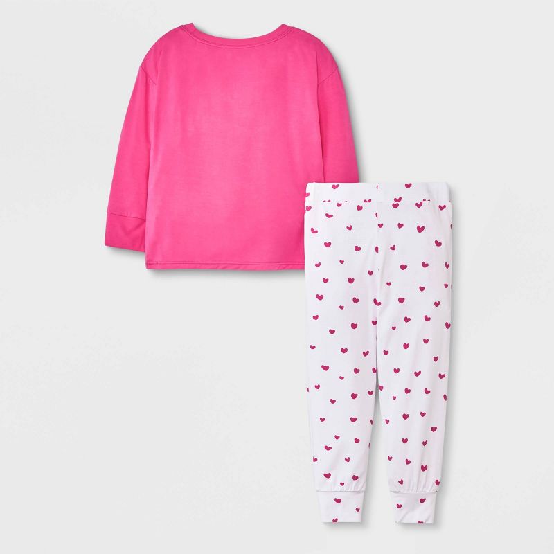 Elle Olivia Toddler Girls' 2pc Peace Fingers Pajama Set - Vibrant Pink, 2 of 10
