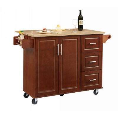 NicBex 53.78Inch Rolling Kitchen Island with Drop Leaf,Kitchen Cart with 2 Door Cabinet and 3 Drawers