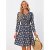Allegra K Women's Floral Print V-Neck Smocked Waist Midi Dress - 3 of 4