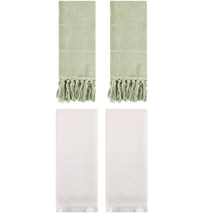 REGALWOVEN 4 Packs Cotton Absorbent Soft Turkish Hand Towels with tassel for Bathroom - 1 of 4