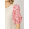 Women's Ribbed 3d Floral Sleeved Top - entro - 4 of 4