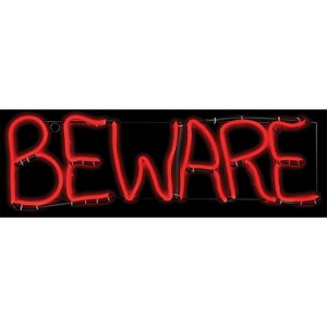 Gemmy LED Lighted Short Circuit Glo Light Beware Sign Halloween Decoration - 7 in x 24 in - Red - 1 of 1