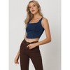 Allegra K Women’s Denim Sleeveless Square Neck Cropped Stretch Tank Top - 2 of 4