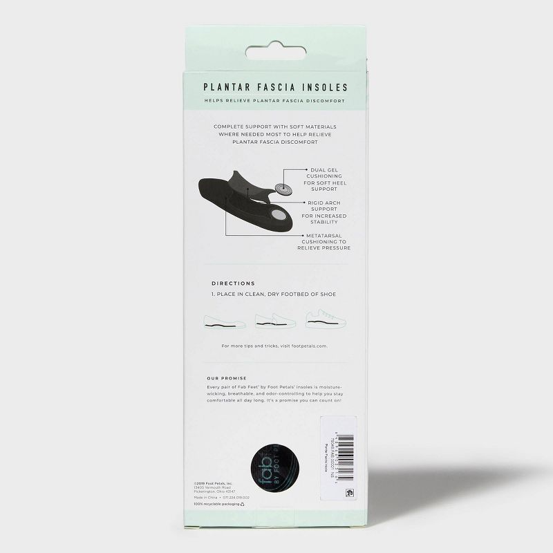 Fab Feet Women&#39;s by Foot Petals Plantar Fascia Insoles Cushion Black One Size - Size (6-11), 5 of 6
