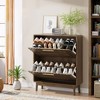 KWPZQEB Shoe Cabinet with 2 Flip Drawers, Hidden Wood Shoe Cabinet, Freestanding Shoe Storage Cabinet for Entryway Hallway, Walnut - 3 of 4
