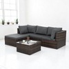 5-Piece Patio Furniture Set with PE Wicker Furniture set, Tempered Glass Table, Cushions with Zipper,Outdoor Furniture set - 4 of 4