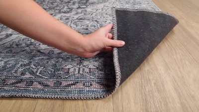 Colin Blue Medallion Chenille 2'7"x10' Machine Washable Runner Rug