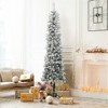 LuxenHome 7.4Ft Pencil Artificial Flocked Christmas Tree, Unlit Skinny Christmas Tree with X-Shape Metal Stand Green - 2 of 4