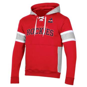 NHL Colorado Rockies Men's Vintage Lace Up Fleece Hooded Sweatshirt
