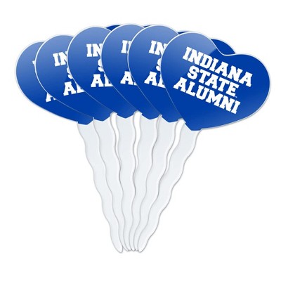 Indiana State University Alumni Heart Love Cupcake Picks Toppers Decoration Set of 6