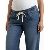 Women's Under the Belly Tie Waist Denim Wide Leg Pant | Motherhood Maternity - 4 of 4