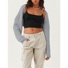 Coolmee Women's Ribbed Knit Crop Bolero  Open Front Drop Shoulder Long Sleeve Solid Loose Fit Knitted Crop Cardigan Shrug - 2 of 4
