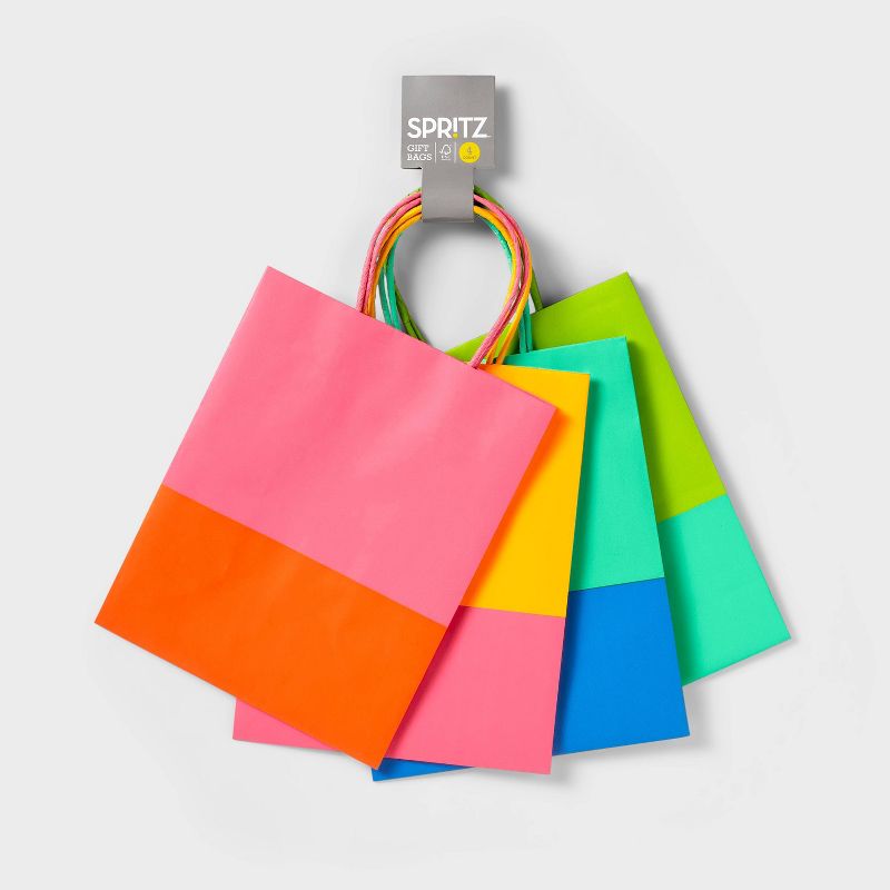 4pk Colorblock Small Gift Bags - Spritz&#8482;, 4 of 5