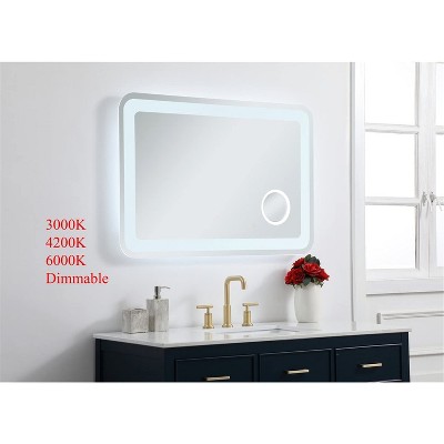 Glossy White LED Bathroom Mirror with Magnifier and Touch Sensor