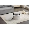 Sapphtopaz Velvet Upholstered Ottoman Bench, Footstool with Soft Cushion and Wood Frame, Round Ottoman, Entryway Padded Footstool, Footrest Stool - 4 of 4