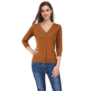 Clearlove Women's 3/4 Sleeve Button Down Sweater Cardigan - 1 of 4