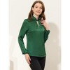 INSPIRE CHIC Women's Work Office Keyhole Elegant Mock Neck Long Sleeve Satin Blouse - 3 of 4