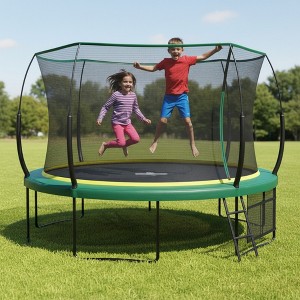 NAYSAYE 12FT Trampoline with Gap Free Safety Net and Soft Bungee