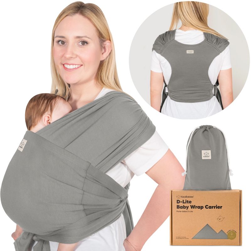 KeaBabies D-Lite Baby Wrap Carrier, Adjustable Baby Carrier, Baby Sling, Newborn, Infant, Toddler 7-44lbs, 1 of 11